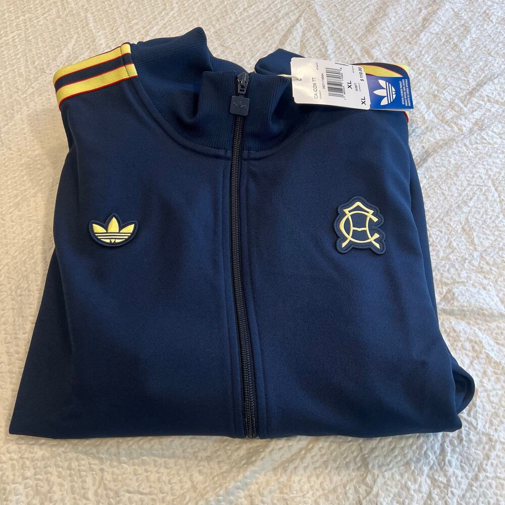 adidas Club America Icon Track Top Jacker men XL NWT navy blue yellow stripes